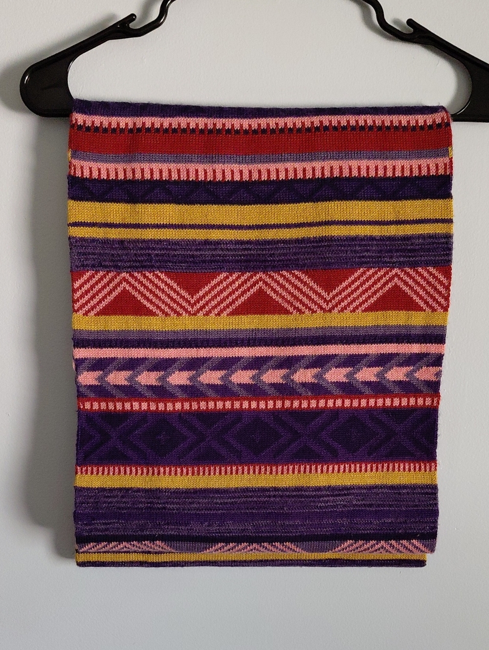 Smartwool Merino Wool Striped Chevron Multicolored Infinty Wrap Scarf Purple Red